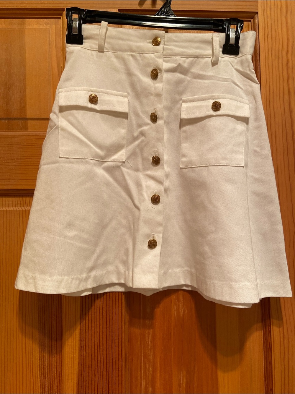 Classic A-Line Button-Front Skirt in White